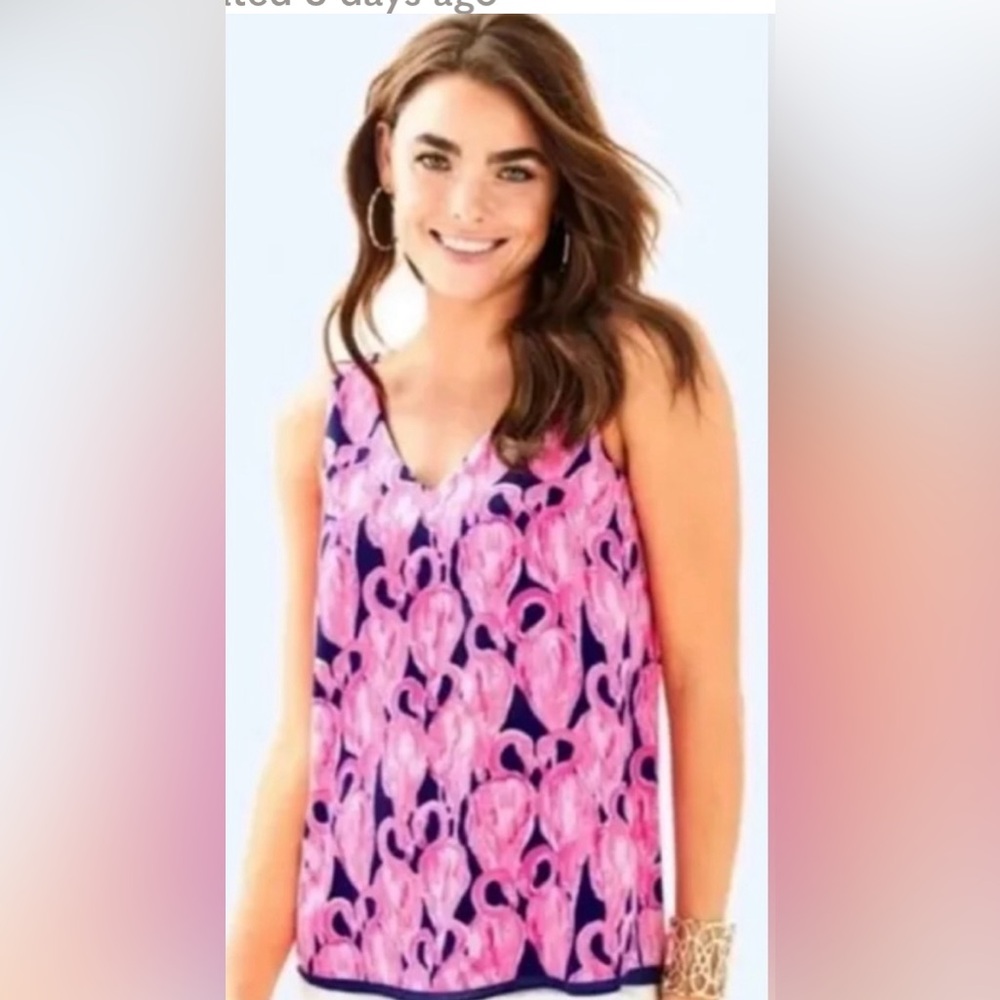 Lilly Pulitzer Reversible Tank Florin Flamingo/Navy Size Small